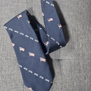 God Bless America vintage polyester US Flag 1776 1976 Blue necktie